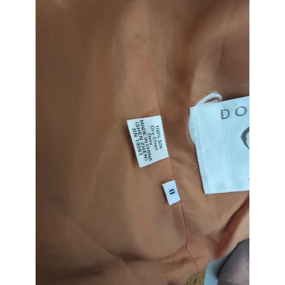 Vintage Doncaster 100% Silk Cropped Tweed One Button Blazer Jacket Sz 8 Tan Gold - Picture 10 of 10